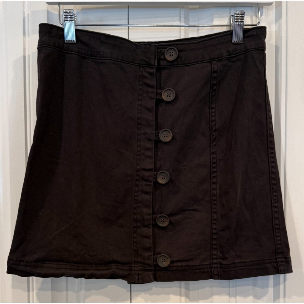 Altar'd State Women's Black Button Front A-Line Mini Skirt Size Medium Stretch